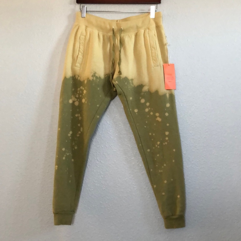 NWT La Détresse yellow and green acid dye sweatpants